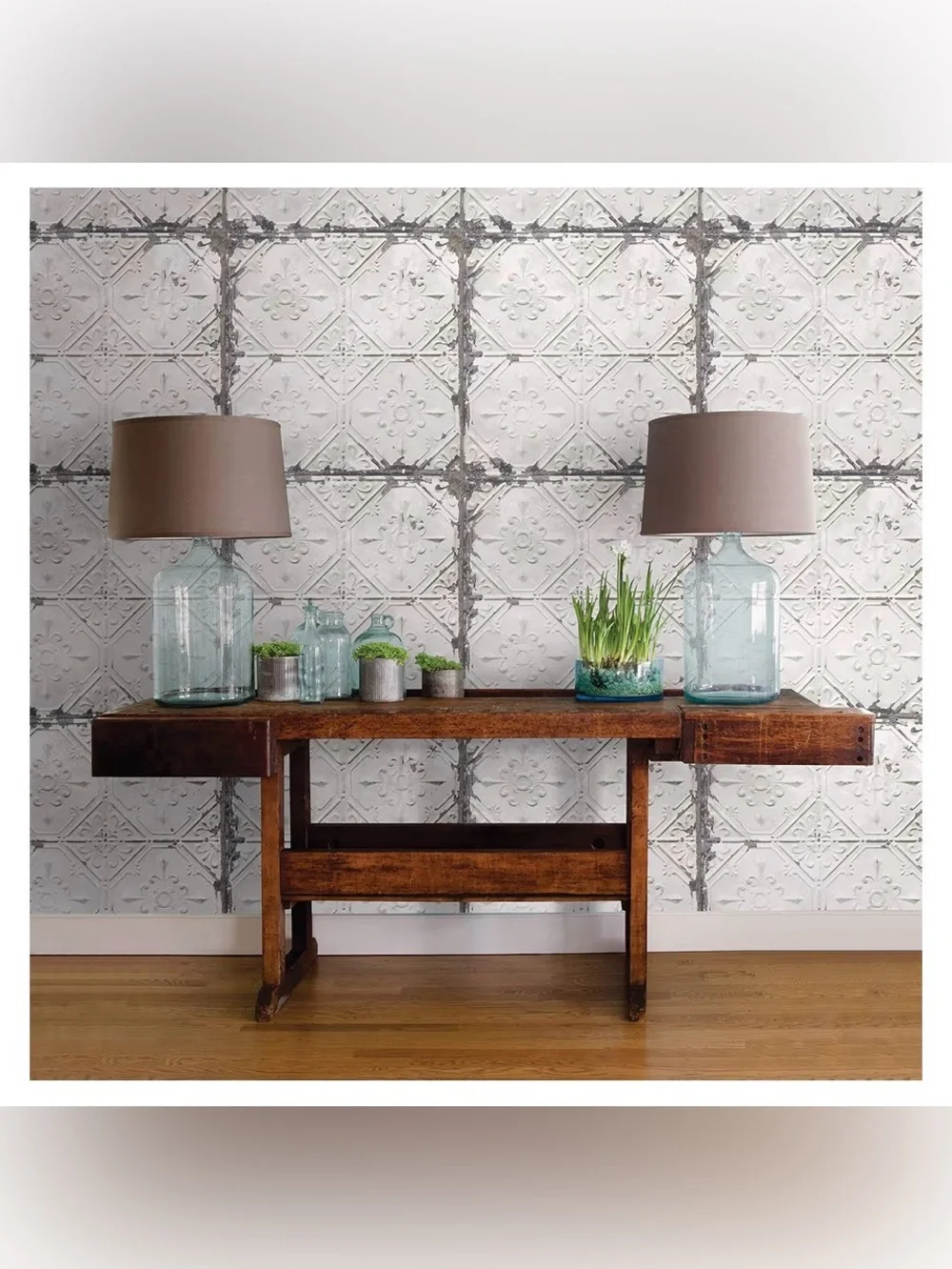 🔥NuWallpaper Vintage Tin Tile Peel & Stick Wallpaper 20.5in X 18ft roll, NIP
